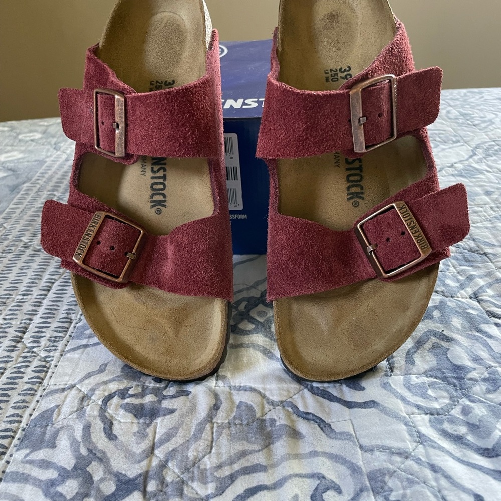 Birkenstock Arizona Suede Double Strap Sandals - Zinfandel